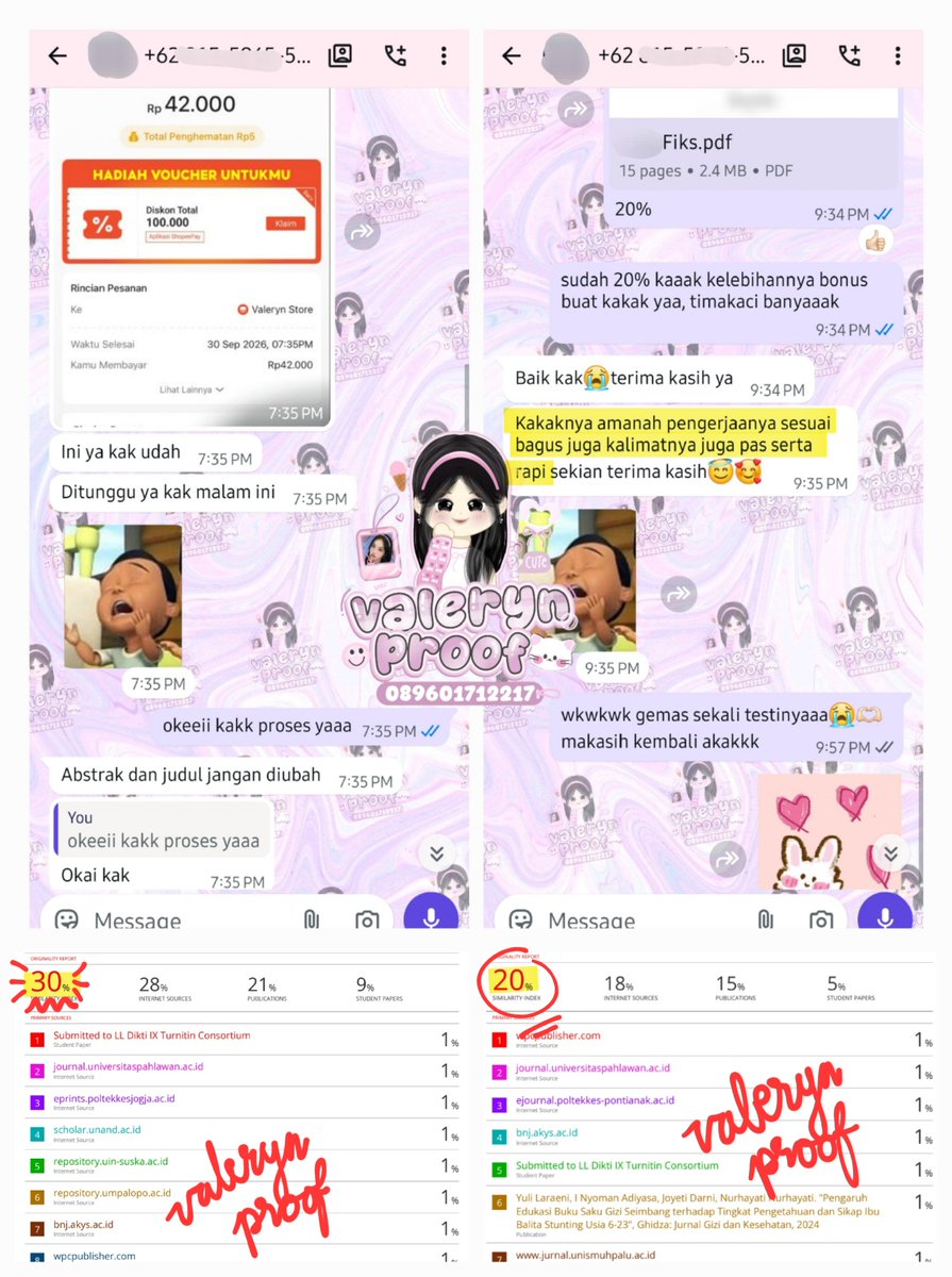 valyzeu's tweet photo. JASA JOKI PARAFRASE MENURUNKAN PERSEN TURNITIN &amp; AI ~~

- no trik curang, 100% manual
- tidak mengubah makna kalimat
- bisa parafrase file bahasa indonesia &amp; inggris

boleh nanya nanya dulu yaah lewat WA di pinned~ https://t.co/Hoi5KZNjyG