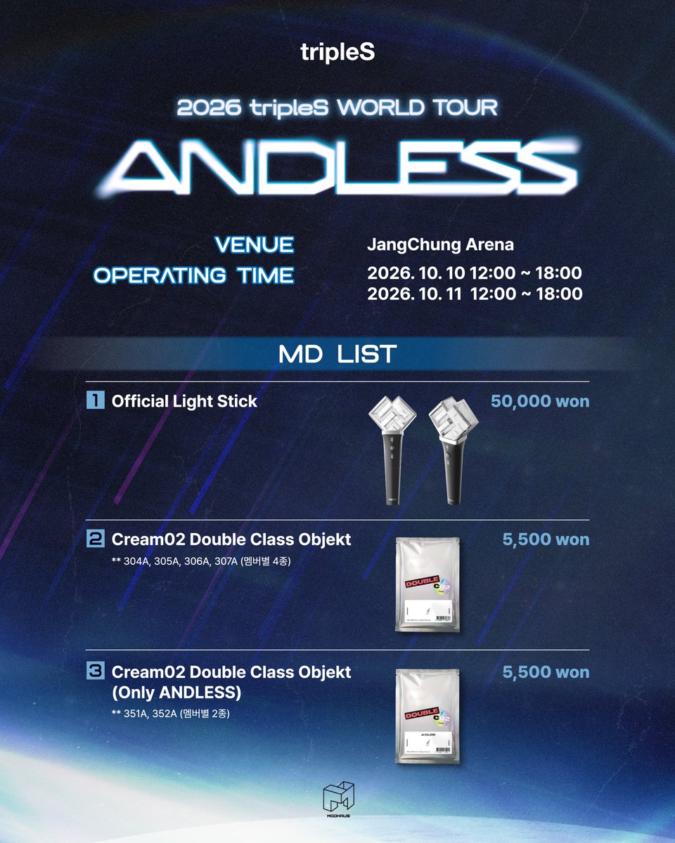 triplescosmos's tweet photo. 2026 tripleS World Tour
<ANDLESS> in Seoul

LUCKYDRAW EVENT

📅운영 일정
2026.10.10 (SAT) 12:00 - 18:00
2026.10.11 (SUN) 12:00 - 18:00

📍JangChung Arena

#tripleS #트리플에스
#ANDLESS https://t.co/FRb7GCRPOr