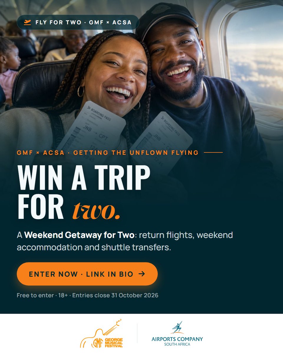 capetownint's tweet photo. Imagine this is you ✈ Win a weekend getaway for two with GMF × ACSA, including return flights, accommodation and shuttle transfers. Enter in under a minute: https://t.co/Nbtmkm9ykr Free entry. SA residents 18+. T&amp;Cs apply. 

#FlyForTwo #GMFxACSA https://t.co/kPFSDqPMGz