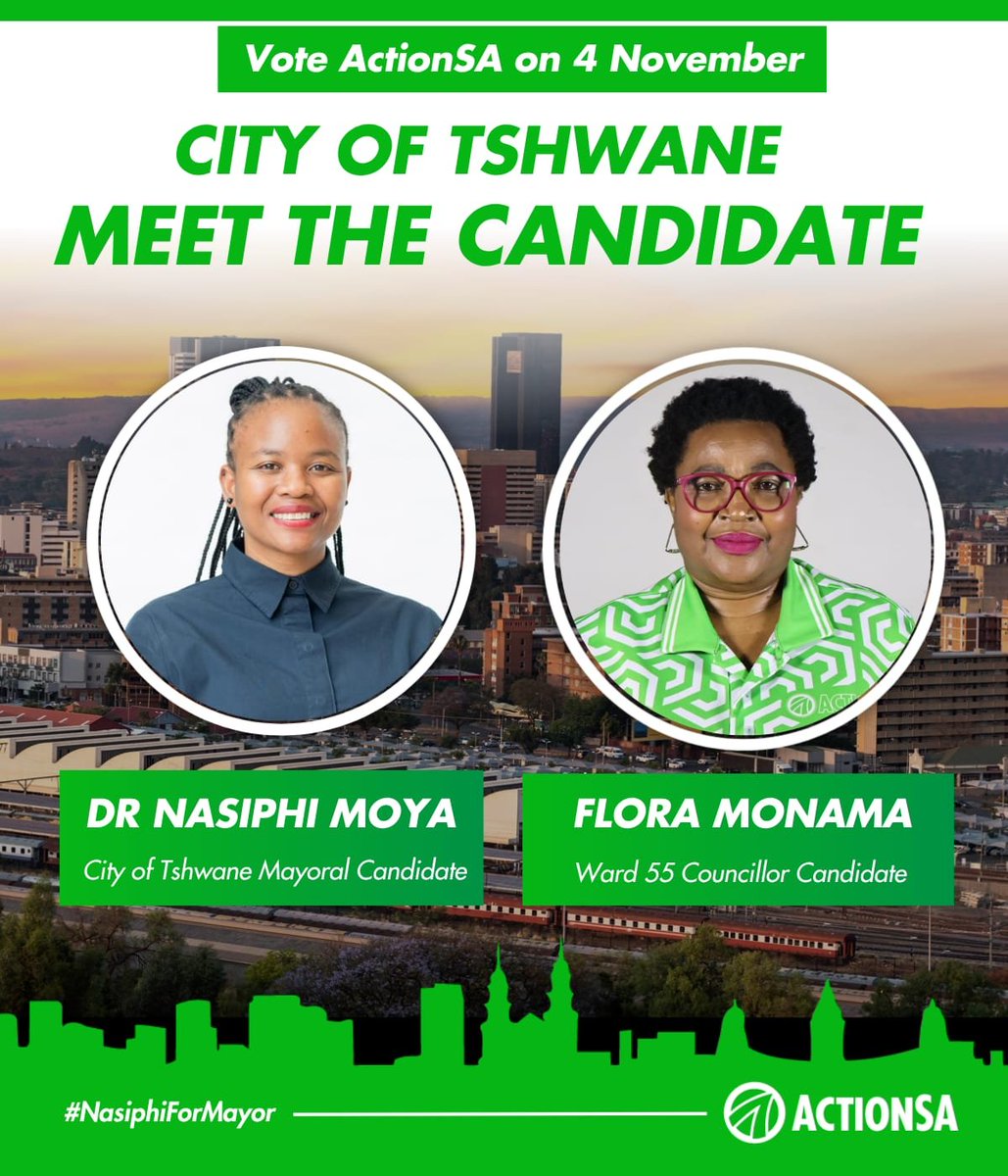 TshwaneActionsa's tweet photo. 💚 KHUPHUKA ACTIONSA 💚 #Mogomatšhemong #DrNasiphiMoyaForMayor #5MOREYEARS #fivemoreyears #ClockIt4DrNasiphiMoya It's FRIDAY 📌 Wear your ActionSA REGALIA with pride Be LOUD Be PROUD SHOW off STAND out #Khuphukafridays https://t.co/e3MVRfauzR