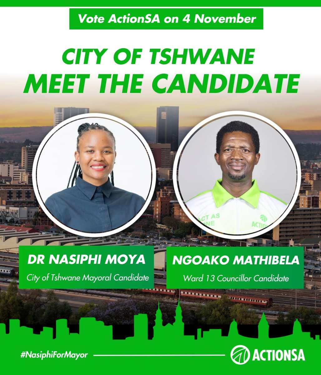 TshwaneActionsa's tweet photo. 💚 KHUPHUKA ACTIONSA 💚 #Mogomatšhemong #DrNasiphiMoyaForMayor #5MOREYEARS #fivemoreyears #ClockIt4DrNasiphiMoya It's FRIDAY 📌 Wear your ActionSA REGALIA with pride Be LOUD Be PROUD SHOW off STAND out #Khuphukafridays https://t.co/e3MVRfauzR