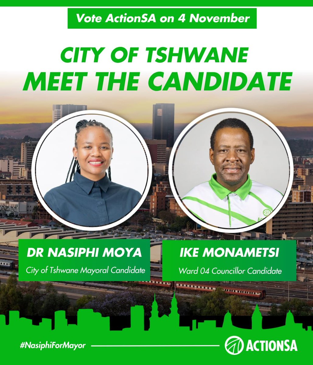 TshwaneActionsa's tweet photo. 💚 KHUPHUKA ACTIONSA 💚 #Mogomatšhemong #DrNasiphiMoyaForMayor #5MOREYEARS #fivemoreyears #ClockIt4DrNasiphiMoya It's FRIDAY 📌 Wear your ActionSA REGALIA with pride Be LOUD Be PROUD SHOW off STAND out #Khuphukafridays https://t.co/e3MVRfauzR