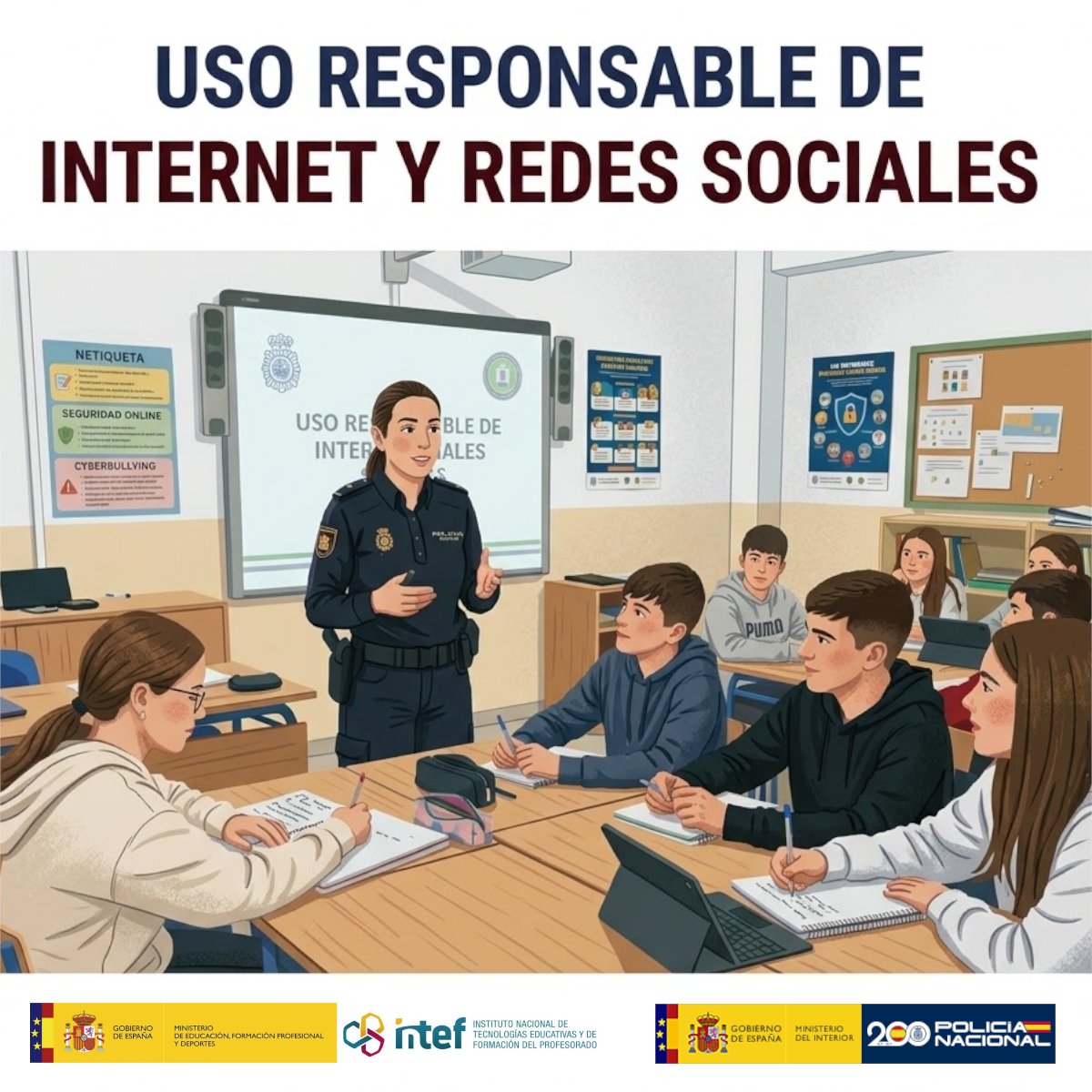 educaINTEF's tweet photo. 📢 ¿Cómo prevenir los riesgos asociados al uso de Internet y las redes sociales?

👮‍♀️ El NOOC «Uso responsable de Internet y redes sociales» aborda el ciberacoso, el grooming y sus implicaciones civiles y penales

📅 Del 21 al 30 de octubre

🔗 https://t.co/iGvxHmbHcd https://t.co/KnD0FoRhmv