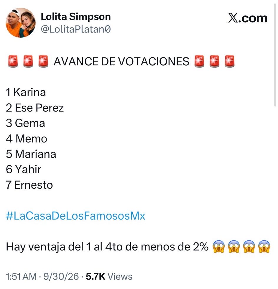 julioamx's tweet photo. Se están cumpliendo las predicciones de @LolitaPlatan0 😱

#LaCasaDeLosFamososMéxico 
#LaCasaDeLosFamososMX https://t.co/ZjaG57DaxS