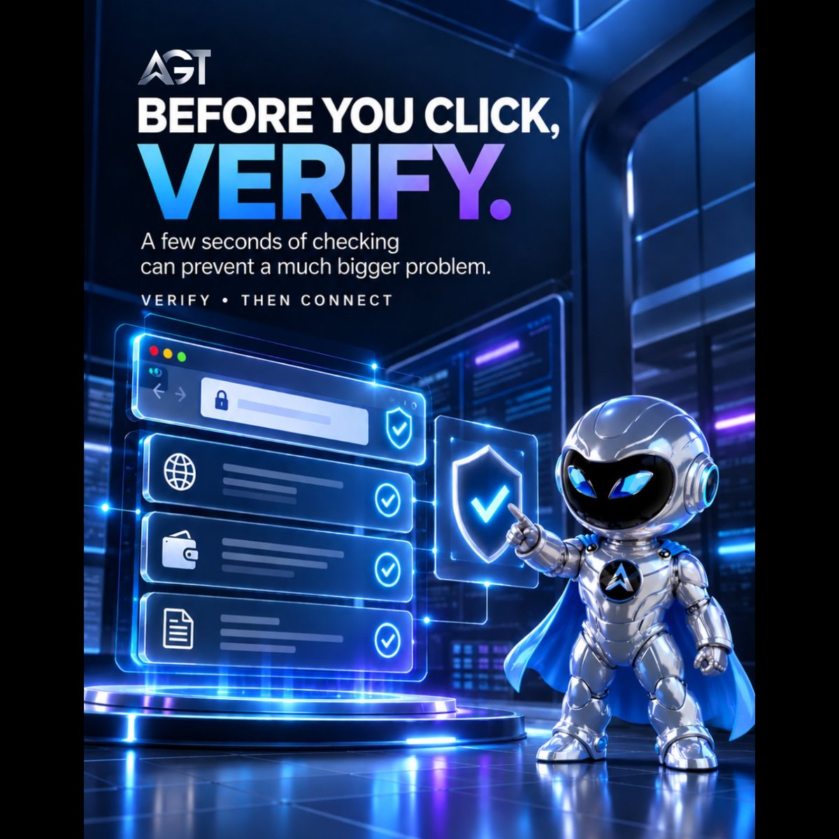 altaglobaltech's tweet photo. Before you click, verify.

Before you connect, check.

Before you approve, understand what you’re approving.

Good Web3 habits start with a few extra seconds of attention.

#AGT #Web3 https://t.co/jF9C6FoF1p