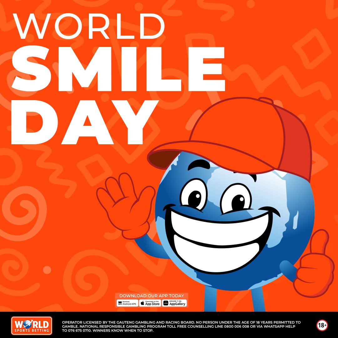 WorldSportsBet's tweet photo. HAPPY WORLD SMILE DAY! 😁 

A little smile can go a long way! 💙 Today, we want to see yours!

👇 Drop your best smile in the comments or tag someone who always puts a smile on your face. Let’s spread some winning positivity! 🧡

#WorldSmileDay #WinningFeelsBetter #WSB #BetWithTheBest