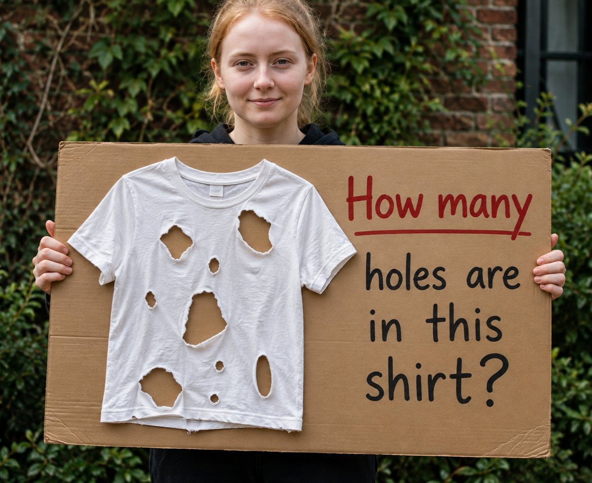 mr_nirajkumar07's tweet photo. How many holes are in shirt?

No one has been able to get correctly
 
Winner gets $9,000
 
Ends in 24 hours https://t.co/Q5K8H5iVmT