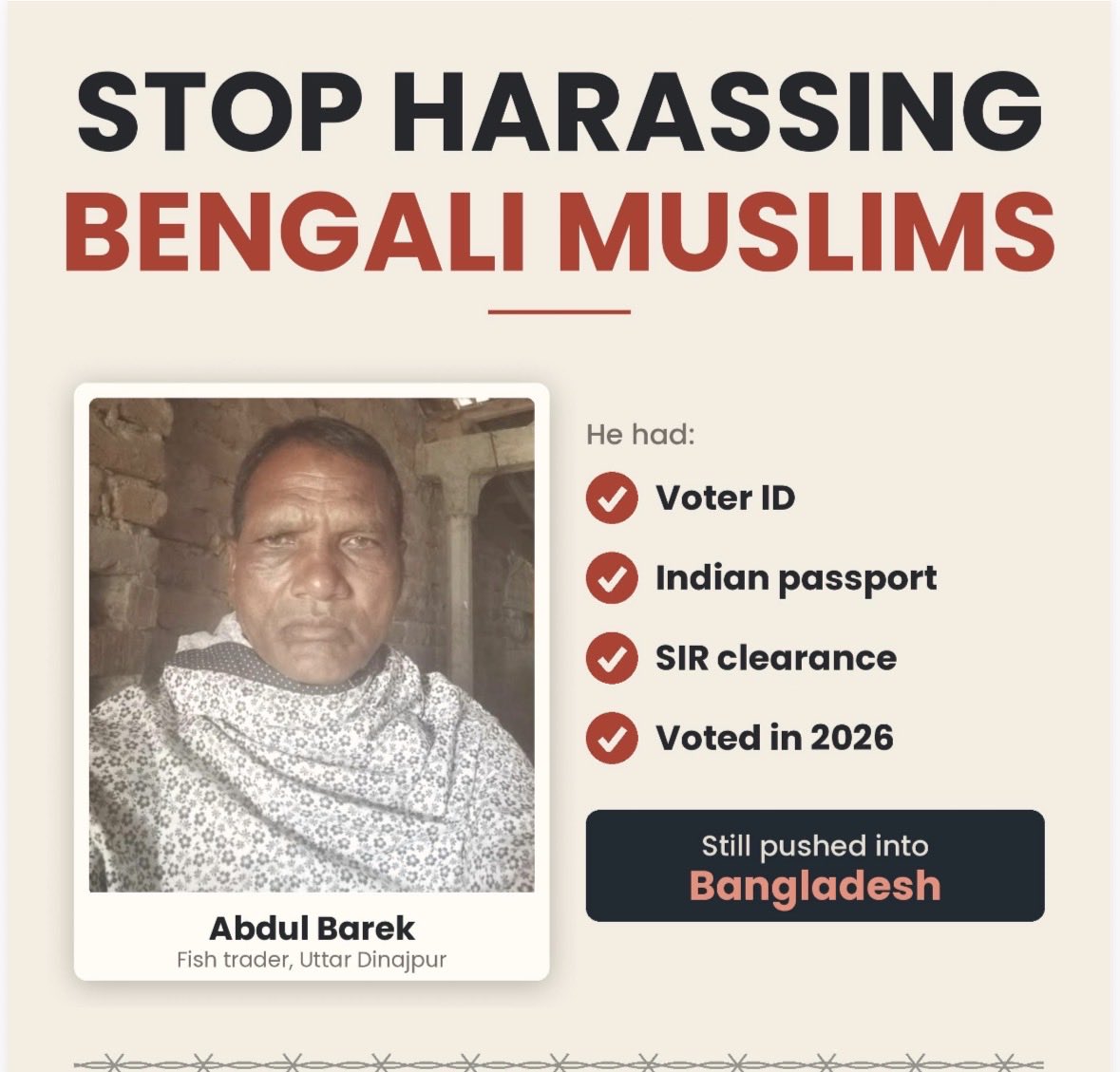 Sarcaztick's tweet photo. Stop harassing Bengali Muslims https://t.co/Y60bVab7Ns