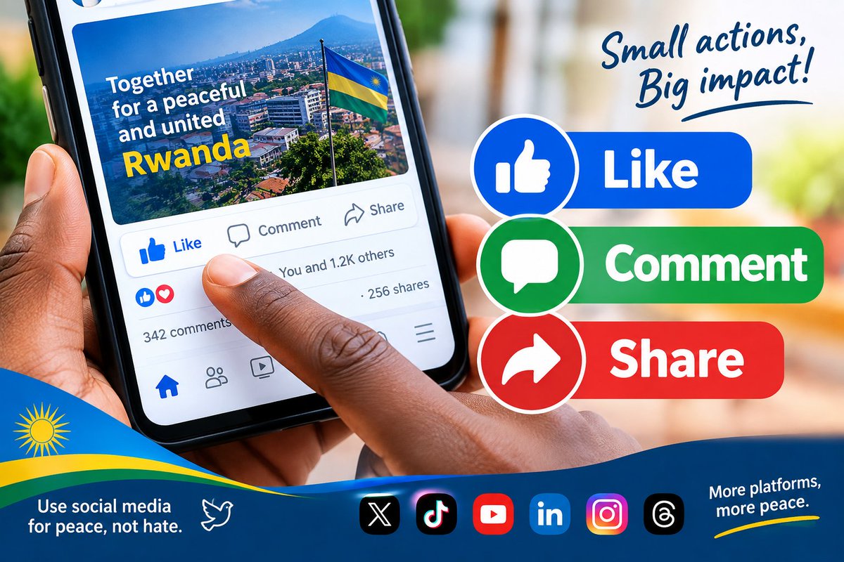 nkurunzizamose's tweet photo. Dukoreshe imbuga nkoranyambaga mu gukwirakwiza ukuri, kubahana, ubumwe n’amahoro.
#DigitalPeace #NoToHateSpeech #Rwanda #Peace #Unity #SocialMedia https://t.co/S3KpU1Fjns