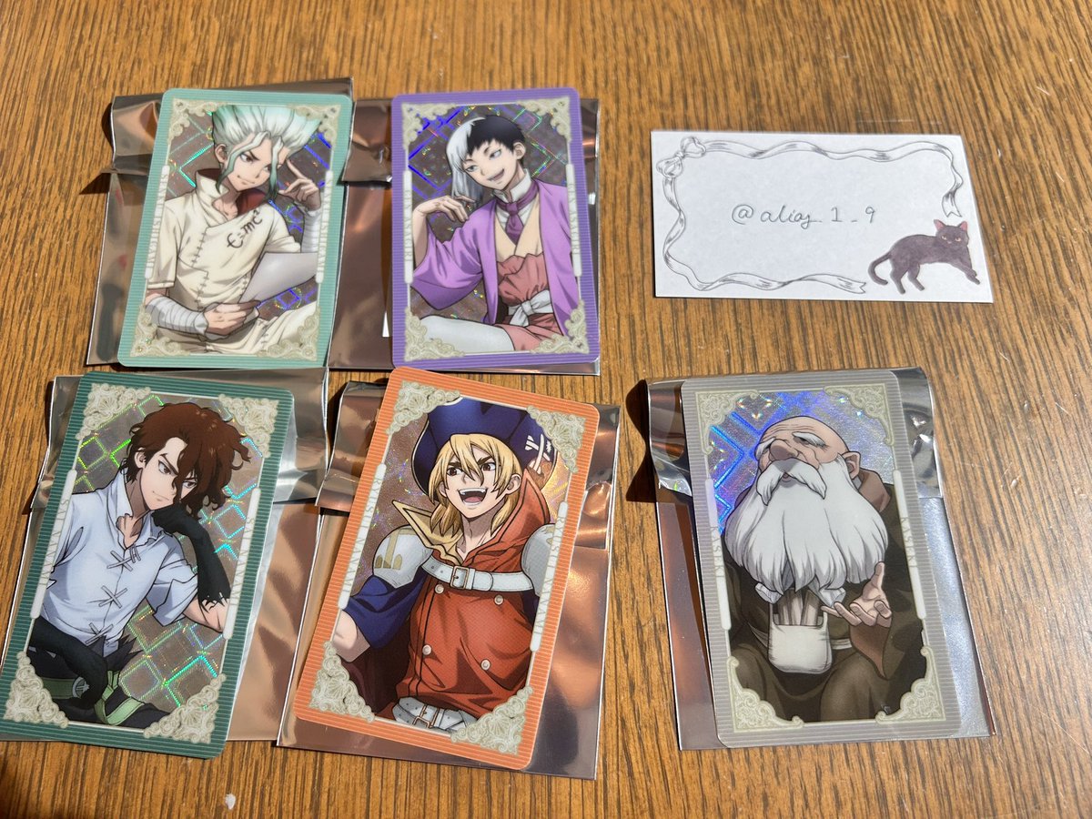 aliay_1_9's tweet photo. 【交換|譲渡】 
Dr.STONE　ドクターストーン  ドクスト　
対話　特典　キラキラカード　アベノラクバス

［譲］
画像1、2、3、4

［求］
各種スタンリー>ゼノ>定価+送料
（特典は100円〜）

本日中天王寺手渡し又は郵送
検索からもお気軽にお声がけください https://t.co/RTSAJB3Cac