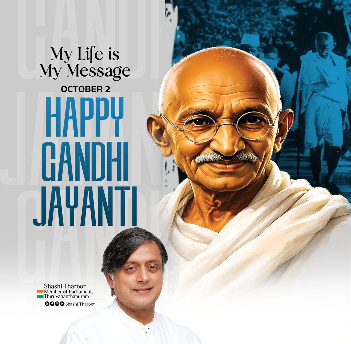 ShashiTharoor's tweet photo. Pranaams to the Great Soul on #GandhiJayanti https://t.co/FIdjepfLRr