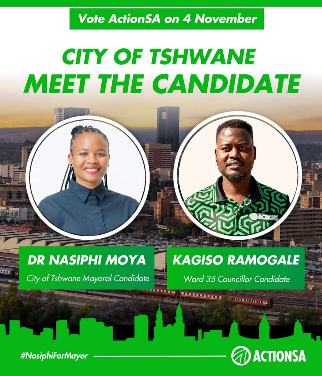 TshwaneActionsa's tweet photo. 💚 KHUPHUKA ACTIONSA 💚 #Mogomatšhemong #DrNasiphiMoyaForMayor #5MOREYEARS #fivemoreyears #ClockIt4DrNasiphiMoya It's FRIDAY 📌 WEAR your ActionSA REGALIA with pride Be LOUD Be PROUD SHOW off STAND out #Khuphukafridays Simplicity and all https://t.co/Qd2dg8r34G