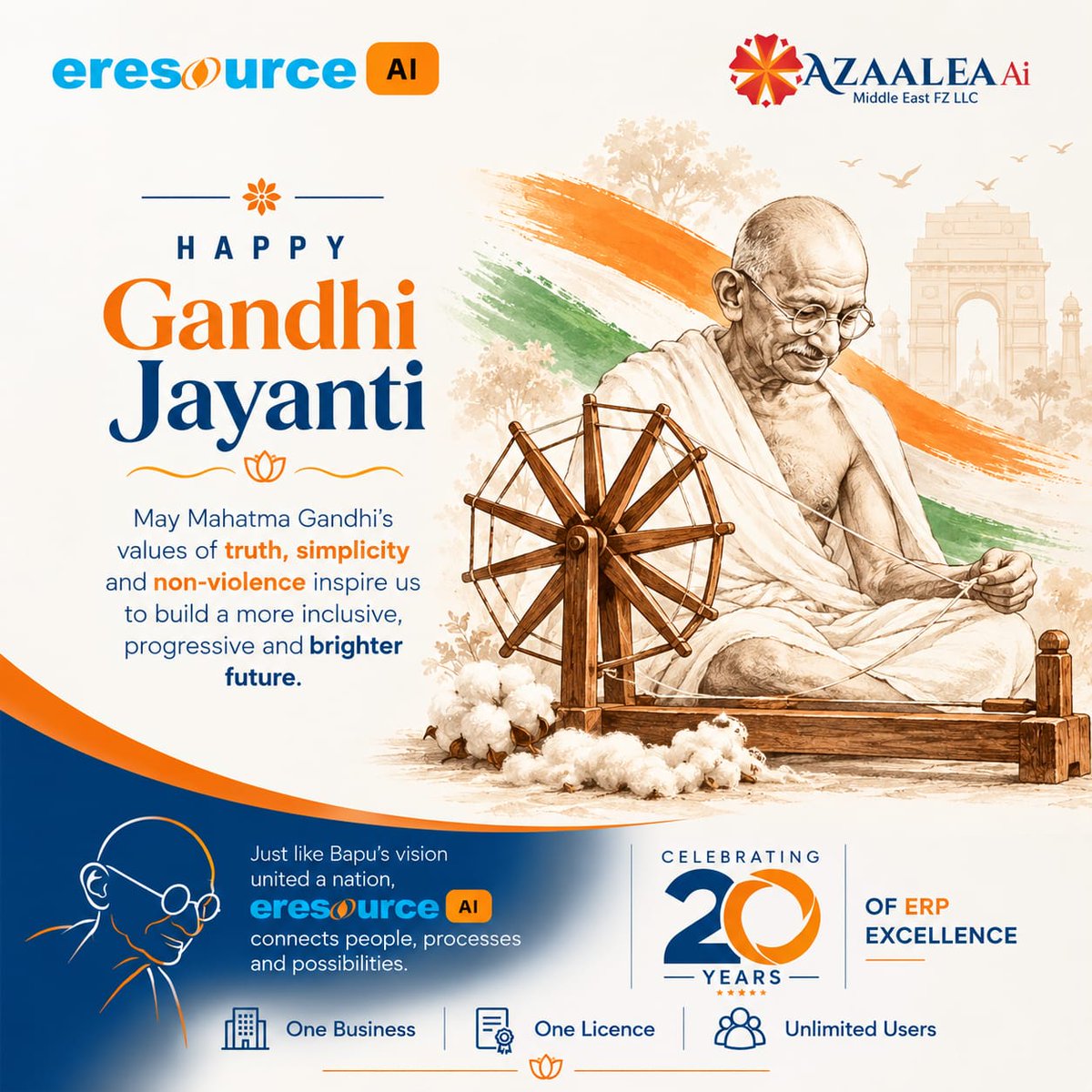 eresourceerp's tweet photo. Happy Gandhi Jayanti! ๐ฎ๐ณ
On this Gandhi Jayanti, we remember a timeless message: truth, simplicity, and non-violence can inspire meaningful change.
#GandhiJayanti #MahatmaGandhi #GandhiJayanti2026 #eresourceERP #eresourceAI #ERP #ERPSoftware https://t.co/cavgBlfBFQ