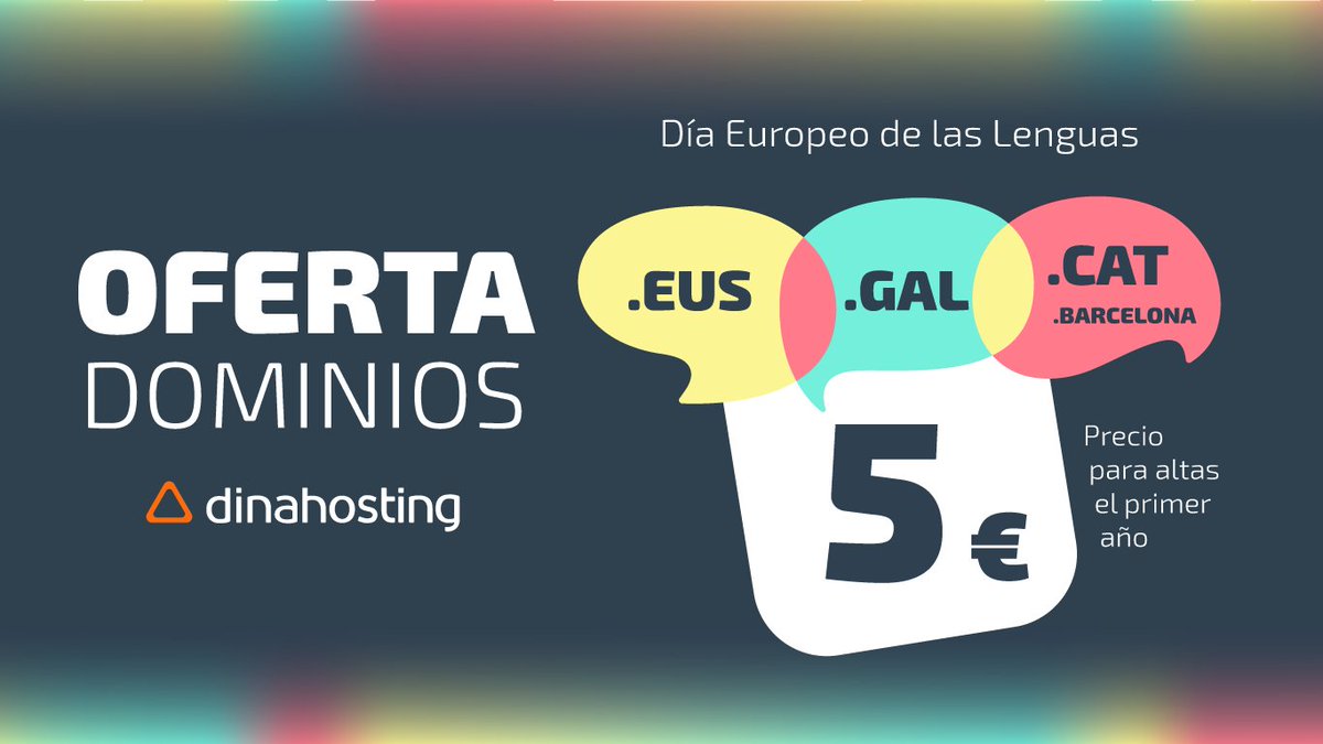 dinahosting's tweet photo. ¿Necesitas un #dominio territorial para tu proyecto web? Da de alta, antes del 19 de octubre, un dominio .GAL, .CAT, .EUS o .BARCELONA por 5 € el primer año.

Esta promoción solo es para nuevas altas por 1 año, pero no para renovaciones ni traslados.

➡️ https://t.co/8nC0BD8ORj https://t.co/xiNUCbyebp
