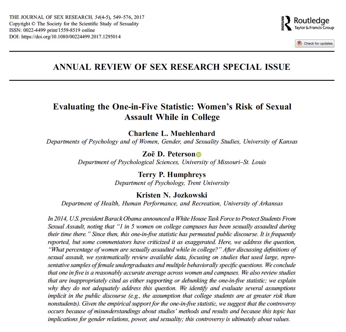 MichaelGLFlood's tweet photo. Cornell case: The fact is, 1 in 5 women at university are sexually assaulted
A systematic review of available data, focusing on studies with large representative samples and multiple behaviorally specific questions, concludes 1 in 5 is an accurate average
https://t.co/MxlwagncLI https://t.co/1RmPK2FDu2
