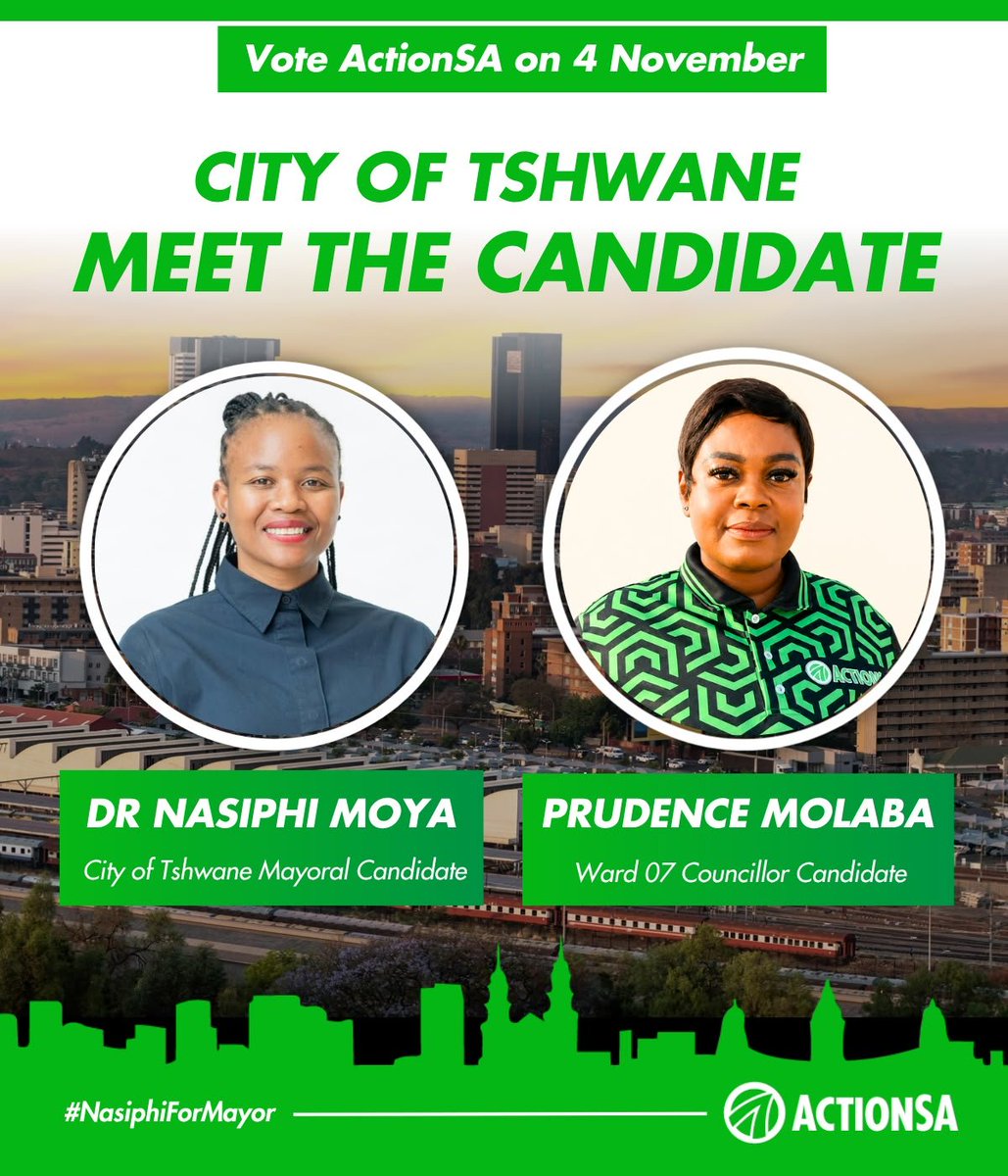 TshwaneActionsa's tweet photo. 💚 KHUPHUKA ACTIONSA 💚 #Mogomatšhemong #DrNasiphiMoyaForMayor #5MOREYEARS #fivemoreyears #ClockIt4DrNasiphiMoya It's FRIDAY 📌 WEAR your ActionSA REGALIA with pride Be LOUD Be PROUD SHOW off STAND out #Khuphukafridays Simplicity and all https://t.co/1rpxeQ27AA