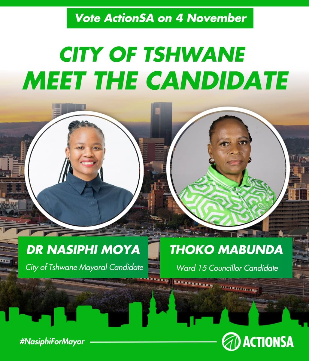 TshwaneActionsa's tweet photo. 💚 KHUPHUKA ACTIONSA 💚 #Mogomatšhemong #DrNasiphiMoyaForMayor #5MOREYEARS #fivemoreyears #ClockIt4DrNasiphiMoya It's FRIDAY 📌 WEAR your ActionSA REGALIA with pride Be LOUD Be PROUD SHOW off STAND out #Khuphukafridays Simplicity and all https://t.co/1rpxeQ27AA