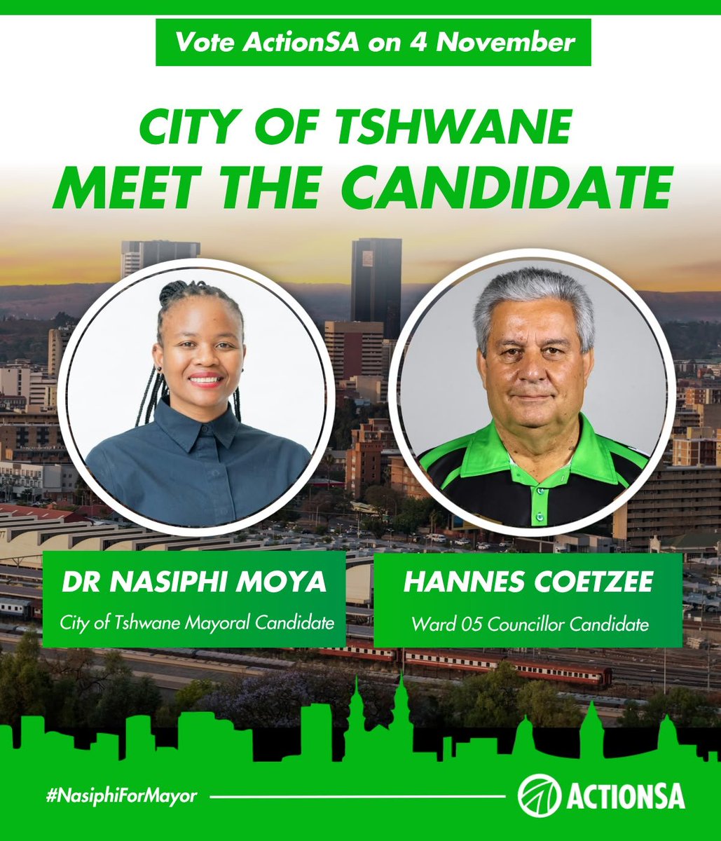 TshwaneActionsa's tweet photo. 💚 KHUPHUKA ACTIONSA 💚 #Mogomatšhemong #DrNasiphiMoyaForMayor #5MOREYEARS #fivemoreyears #ClockIt4DrNasiphiMoya It's FRIDAY 📌 WEAR your ActionSA REGALIA with pride Be LOUD Be PROUD SHOW off STAND out #Khuphukafridays Simplicity and all https://t.co/1rpxeQ27AA