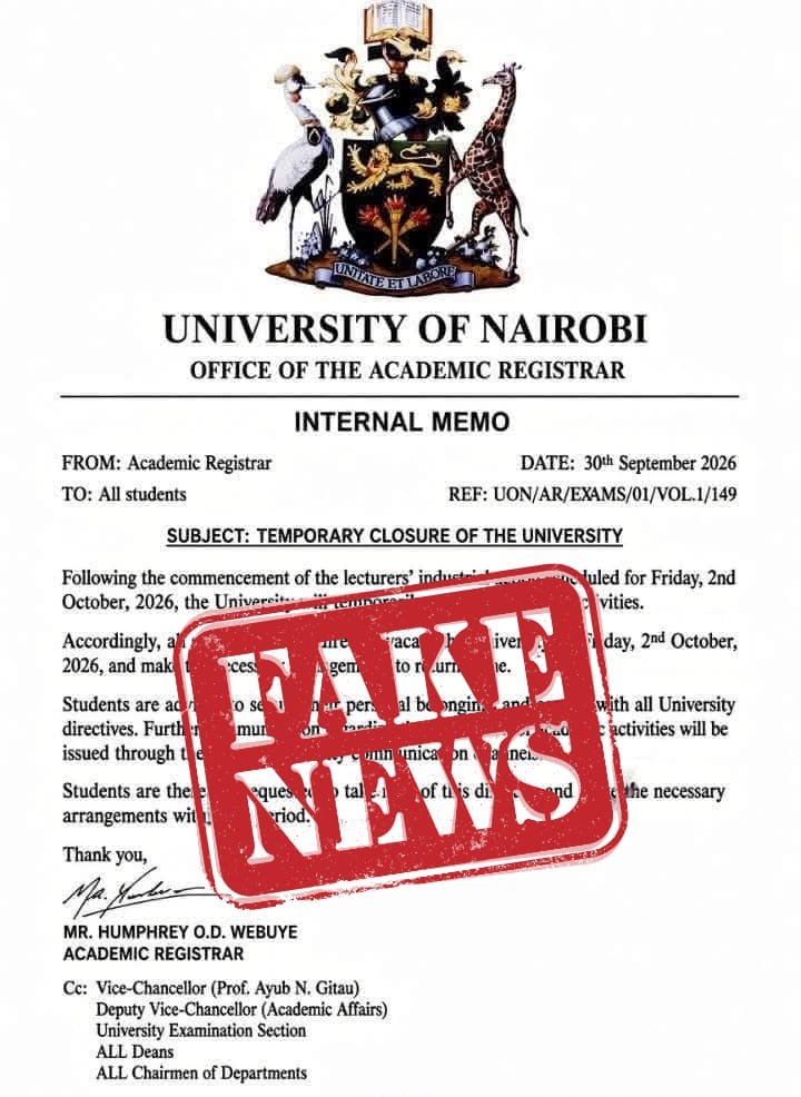 uonbi's tweet photo. Good morning this Friday! 

Kindly take note that this memo circulating in different platforms is fake! https://t.co/YWboTKxcqN