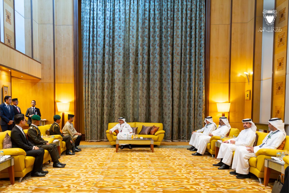 BahrainCPnews's tweet photo. His Royal Highness the Crown Prince and Prime Minister, #Salman_bin_Hamad Al Khalifa, arrives in #Malaysia to attend the 2026 Formula 1 Gulf Air #Bahrain Grand Prix @f1 hosted by Malaysia. Upon arrival His Royal Highness was received by HH Tunku Idris Iskandar Al-Haj Ibni Sultan Ibrahim, Tunku Temenggong of Johor; HH Tunku Abdul Rahman Al-Haj Ibni Sultan Ibrahim, Tunku Panglima of Johor; and HH Tunku Abu Bakar Al-Haj Ibni Sultan Ibrahim, Tunku Putera of Johor #F1 #BahrainGP