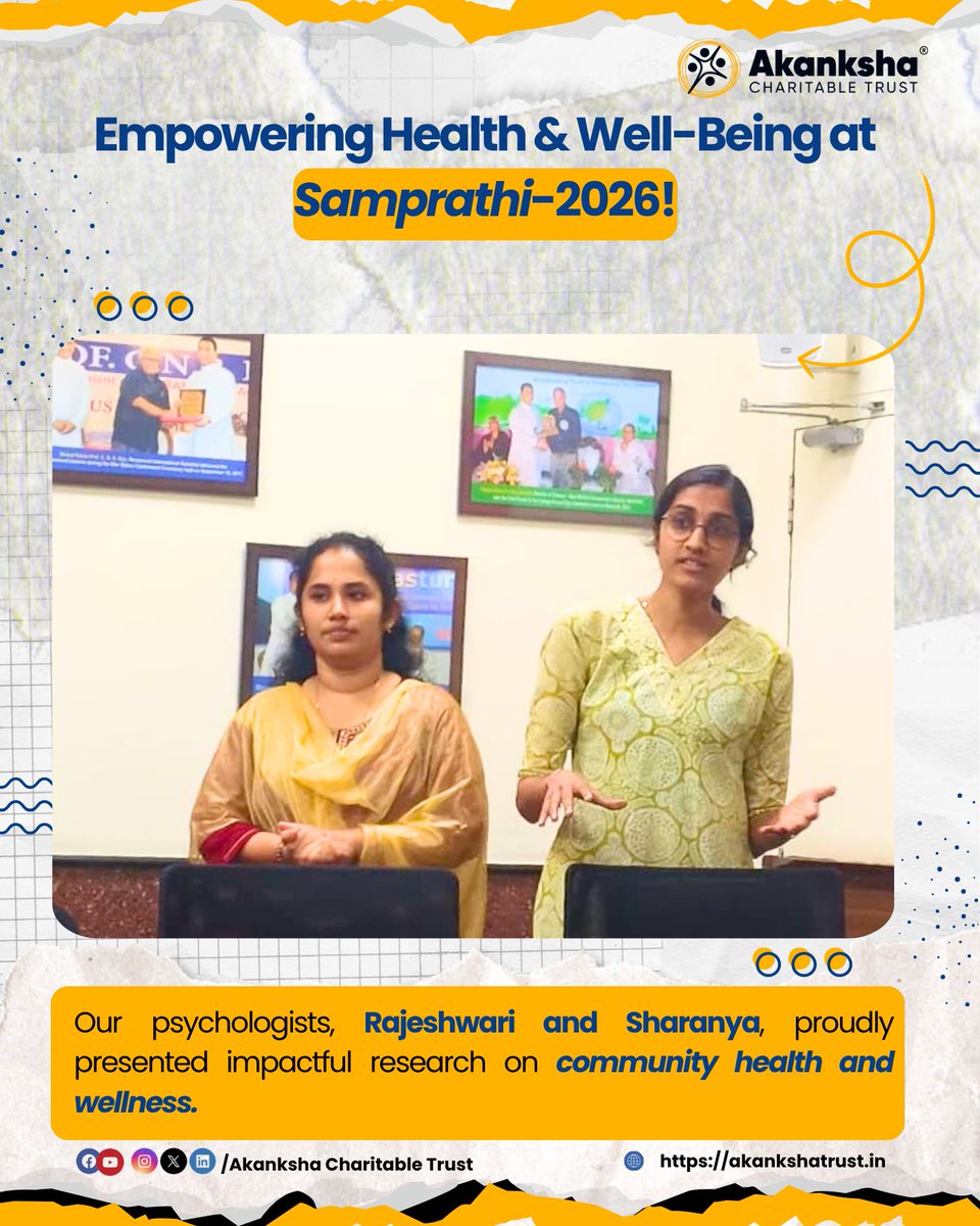 akanksha_trust's tweet photo. Akanksha Charitable Trust was honored to participate in SAMPRATHI–2026, a National Seminar on "Promoting Health and Well-being in a Changing World," organized by the Department of Social Work at St. Aloysius (Deemed to be University), Mangaluru.
#time_to_ACT #SAMPRATHI2026 https://t.co/58NKVVcuTB