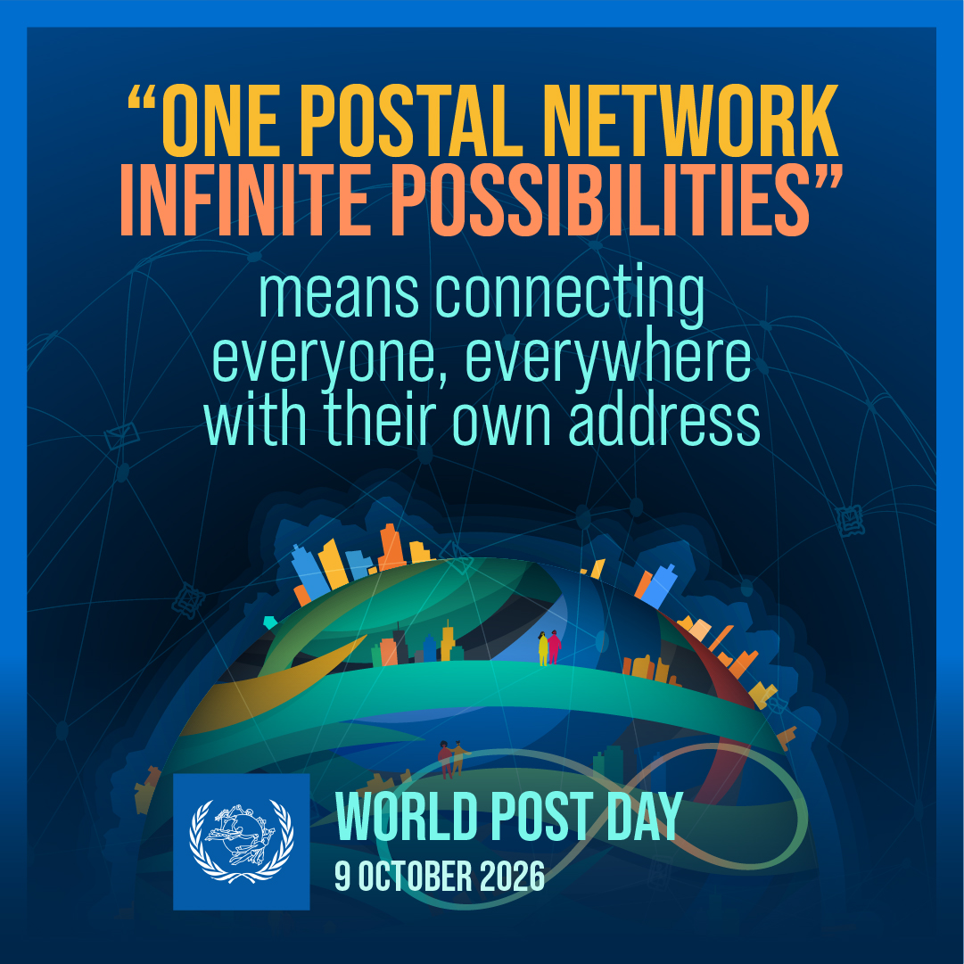 UPU_UN's tweet photo. 🌍#WorldPostDay 2026
“One postal network, infinite possibilities” means connecting everyone, everywhere with an address.
A simple address can unlock access to communication, commerce, public services and opportunities, ensuring no one is left off the map.📍
#OnePostalNetwork https://t.co/LIH1bTw6iu