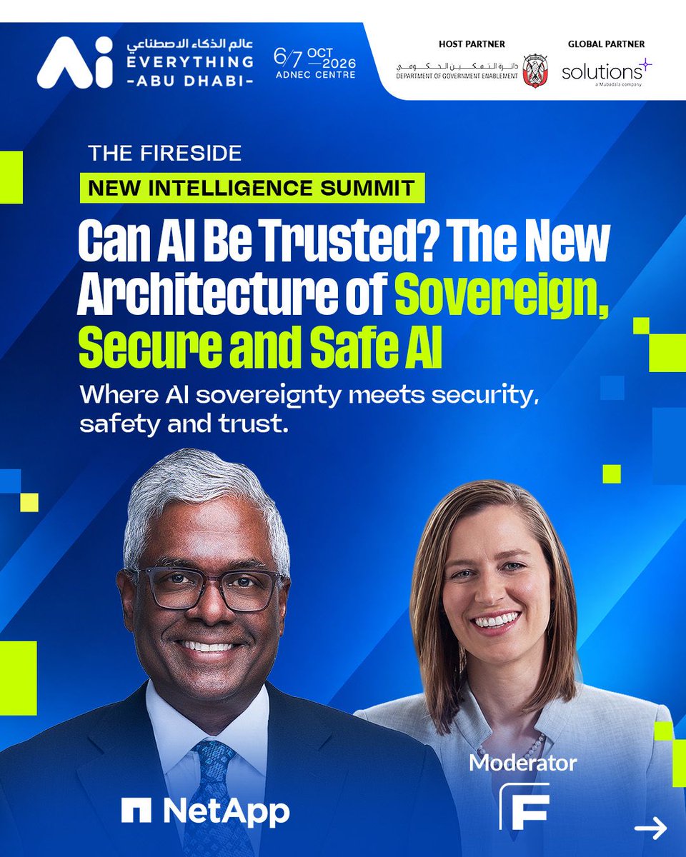 NetAppEMEA's tweet photo. #NetAppINSIGHT just wrapped.
Next, our CEO George Kurian takes the stage at #AiEverythingAbuDhabi 2026. October 6. 11:35am. Summit Stage.
Can #AI be trusted? The conversation continues.
Explore the NetApp Platform: https://t.co/IAgvtGEYdH https://t.co/mHkddF7Nhs