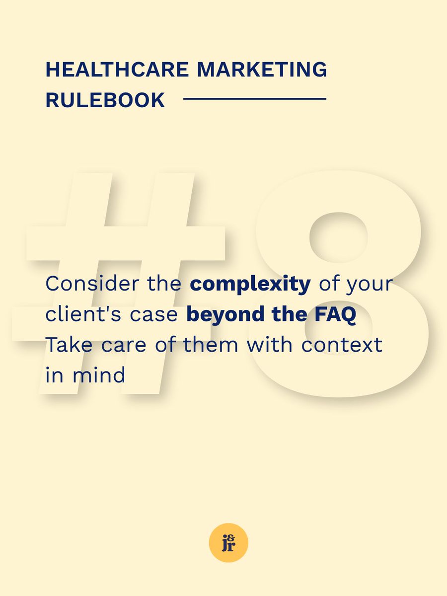 JnR_Collective's tweet photo. Consider the complexity of your patient's case beyond the FAQ 

Match their case to your catalogue. Give tailored solutions. One-sized solutions have expensive fallouts when inapplicable.

Your value proposition lies in the distinction of the delivery of your products &amp; services https://t.co/bhFUqZcuhn