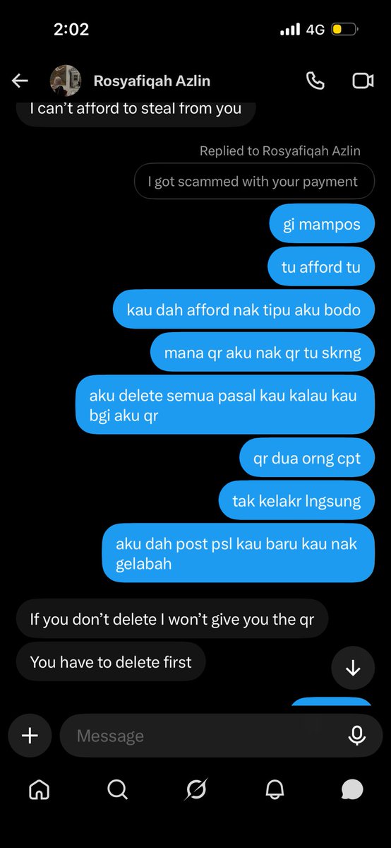 ntshayee2's tweet photo. @Rosyafiqahms WEE BUKAN SCAMMER KATA DIA https://t.co/DwMnWYO6nu