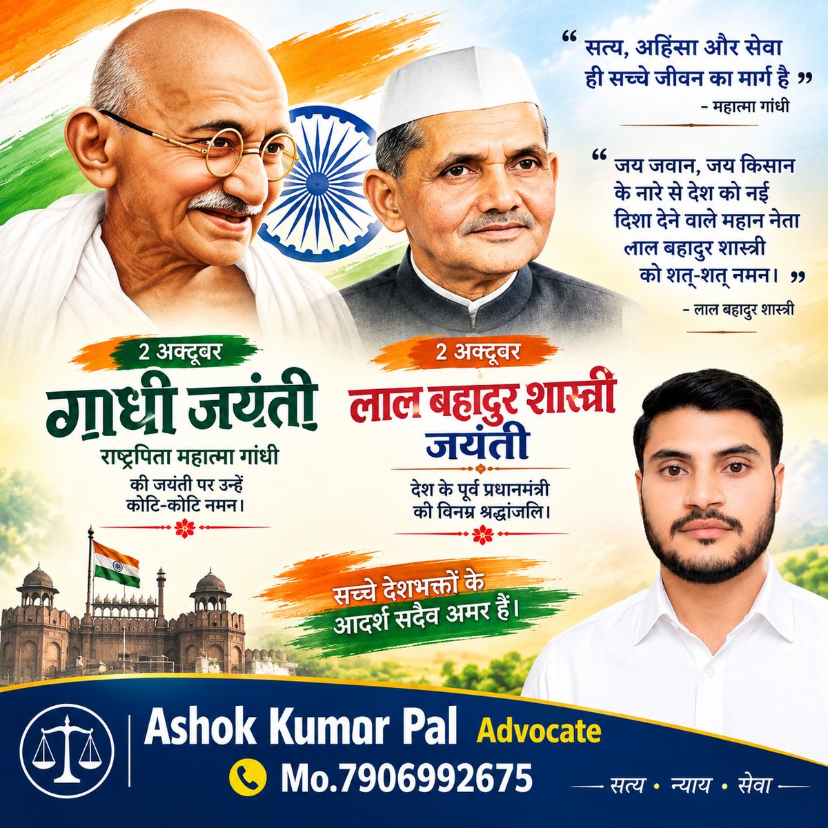 Ashokpal143's tweet photo. #MahatmaGandhi
#Jayanti #naman🙏

#LalBahadurShastri
 #naman #Shradhanjali 🙏

#Deshbhakt
#satya
 #ahinsa 
#seva 

#advocate #Akpal https://t.co/2DImNHJE9v