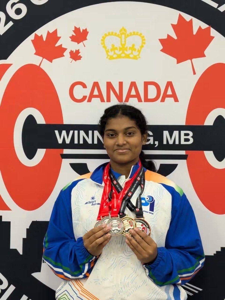 ysjagan's tweet photo. Congratulations to Bollu Likhitha on winning the gold medal in the 76 kg category at the Commonwealth Powerlifting Championships in Winnipeg, Canada!
It’s a proud moment to see a young woman from Guntur win gold for India. The encouragement and support of your family and coaches are truly appreciable. Wishing you continued success, Likhitha!