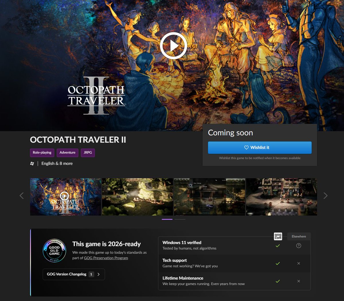 Wario64's tweet photo. 'Octopath Traveler I and II are coming to GOG on October 8 and will be a part of the GOG Preservation Program' - 70%/60% off from Oct 8 to Oct 18 https://t.co/Led4DIxYmk https://t.co/TpPlp4oFkM