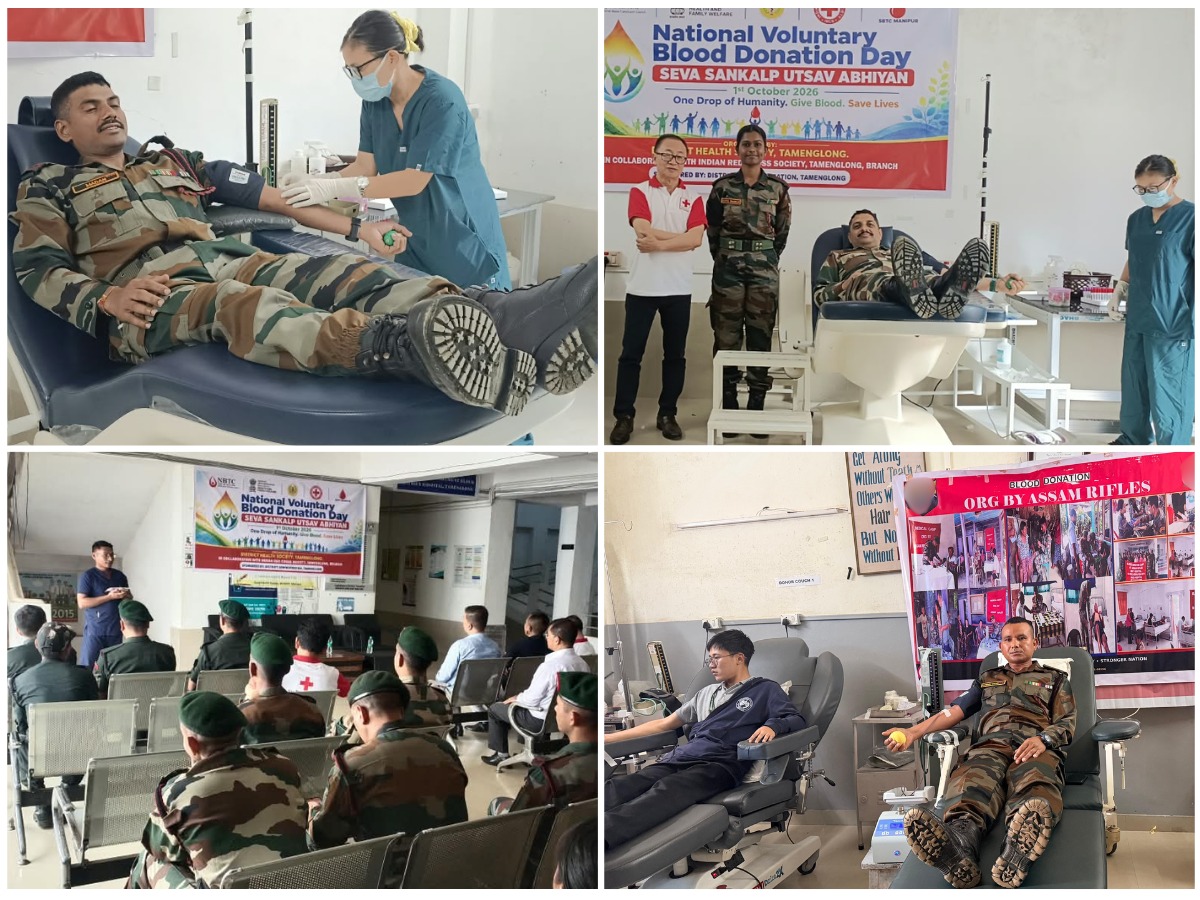 Spearcorps's tweet photo. 𝐌𝐞𝐝𝐢𝐜𝐚𝐥 𝐎𝐮𝐭𝐫𝐞𝐚𝐜𝐡 𝐓𝐡𝐫𝐨𝐮𝐠𝐡 𝐕𝐨𝐥𝐮𝐧𝐭𝐚𝐫𝐲 𝐁𝐥𝐨𝐨𝐝 𝐃𝐨𝐧𝐚𝐭𝐢𝐨𝐧 & 𝐅𝐫𝐞𝐞 𝐌𝐞𝐝𝐢𝐜𝐚𝐥 𝐂𝐚𝐦𝐩𝐬 𝐀𝐜𝐫𝐨𝐬𝐬 𝐭𝐡𝐞 𝐍𝐨𝐫𝐭𝐡𝐞𝐚𝐬𝐭

Continuing the humanitarian and medical outreach, formations under #SpearCorps observed National Voluntary Blood Donation Day by organising blood donation drives. Troops donated blood at the District Hospital, Tamenglong in #Manipur and at the Blood Centre, Naga Hospital Authority Kohima in #Nagaland. At Sigar in #ArunachalPradesh a Central Medical Inspection Room was dedicated to the people. Free Medical Camps at Noklak District, #Nagaland and Tengnoupal District, #Manipur provided medical consultations, diagnostic screenings and free medicines to beneficiaries, reaffirming the steadfast commitment of the security forces to humanitarian assistance, community well-being and healthcare for all.

#SpearCorps के अंतर्गत फॉर्मेशनों ने मानवीय और चिकित्सा सेवा पहलों को आगे बढ़ाते हुए रक्तदान अभियान आयोजित कर राष्ट्रीय स्वैच्छिक रक्तदान दिवस मनाया। #Manipur में तामेंगलोंग के जिला अस्पताल और #Nagaland में नागा अस्पताल प्राधिकरण कोहिमा के Blood Center में सैनिकों ने रक्तदान किया। #ArunachalPradesh के सिगार में एक केंद्रीय चिकित्सा निरीक्षण कक्ष जनता को समर्पित किया गया। #Nagaland के नोकलाक जिले और #Manipur के तेंगनौपाल जिले में निःशुल्क चिकित्सा शिविरों के माध्यम से लाभार्थियों को चिकित्सा परामर्श, निदान जांच और निःशुल्क दवाएं प्रदान की गईं। इससे सभी के लिए स्वास्थ्य सेवा, मानवीय सहायता और सामुदायिक कल्याण के प्रति सुरक्षा बलों की दृढ़ प्रतिबद्धता पुनः सुदृढ़ हुई।

#BloodDonation #MedicalCamp #CommunityWelfare #NationFirst

@adgpi
@easterncomd
@Spearcorps
@official_dgar
@SpokespersonMoD
@HQ_IDS_India
@prodefkohima
@prodefgau
@ProDefKolkata
@PIB_India