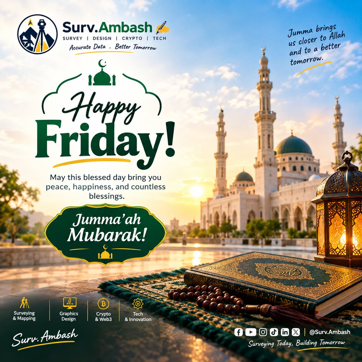 AMB_Ambash's tweet photo. Happy Friday! 🤲✨

May this blessed day bring you peace, happiness, and countless blessings.
Jumma’ah Mubarak! 🕌❤️

#JummaahMubarak #FridayBlessings #SurvAmbash https://t.co/HvdHIK11a2