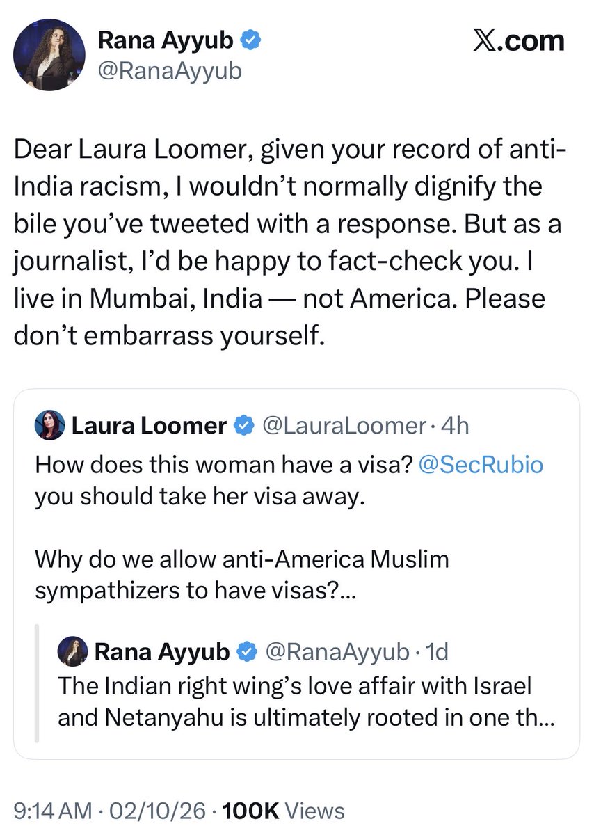 sougat18's tweet photo. After 24X7, India bashing this creature realises that there is something called as “Anti-India Racism” that persists, and her US Visa (tourist/business, etc.) might be revoked under the current administration. https://t.co/iyMFGAARqK