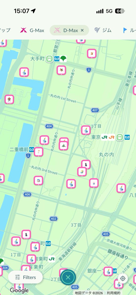 zoroPokemonGo's tweet photo. @overtachyon 歩きやすさ的にも東京駅ですかね🤔
ゴリランダーの時も東京駅前から二重橋前までで信号1つで集まりも良かったですもんね

秋葉原は信号考えると6箇所周りにくそう
新宿は歌舞伎町から離れると集まり悪そう？ https://t.co/Ssh4LyFkg5