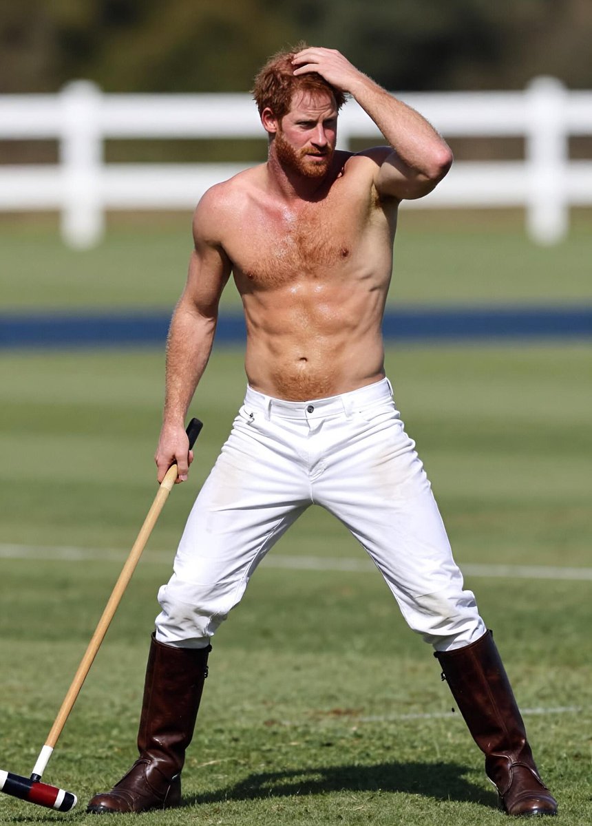 DramaQueenntv's tweet photo. Prince Harry goes semi-shirtless to cool off during his latest polo match. https://t.co/GLLunEqD7w