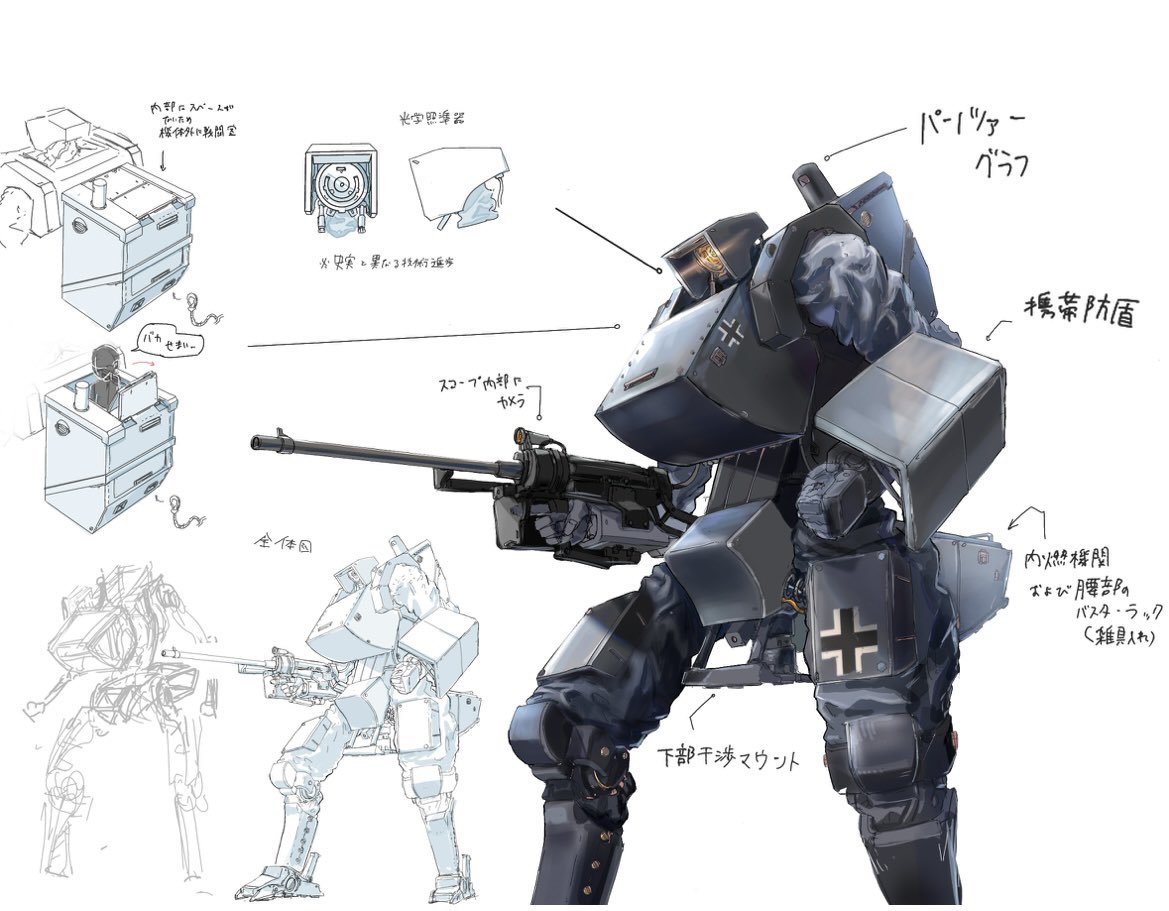 tikasame325's tweet photo. WW2イメージのメカ　設定資料
#オリメカ　#ロボット　#ドイツ https://t.co/JX67V1ZW4m