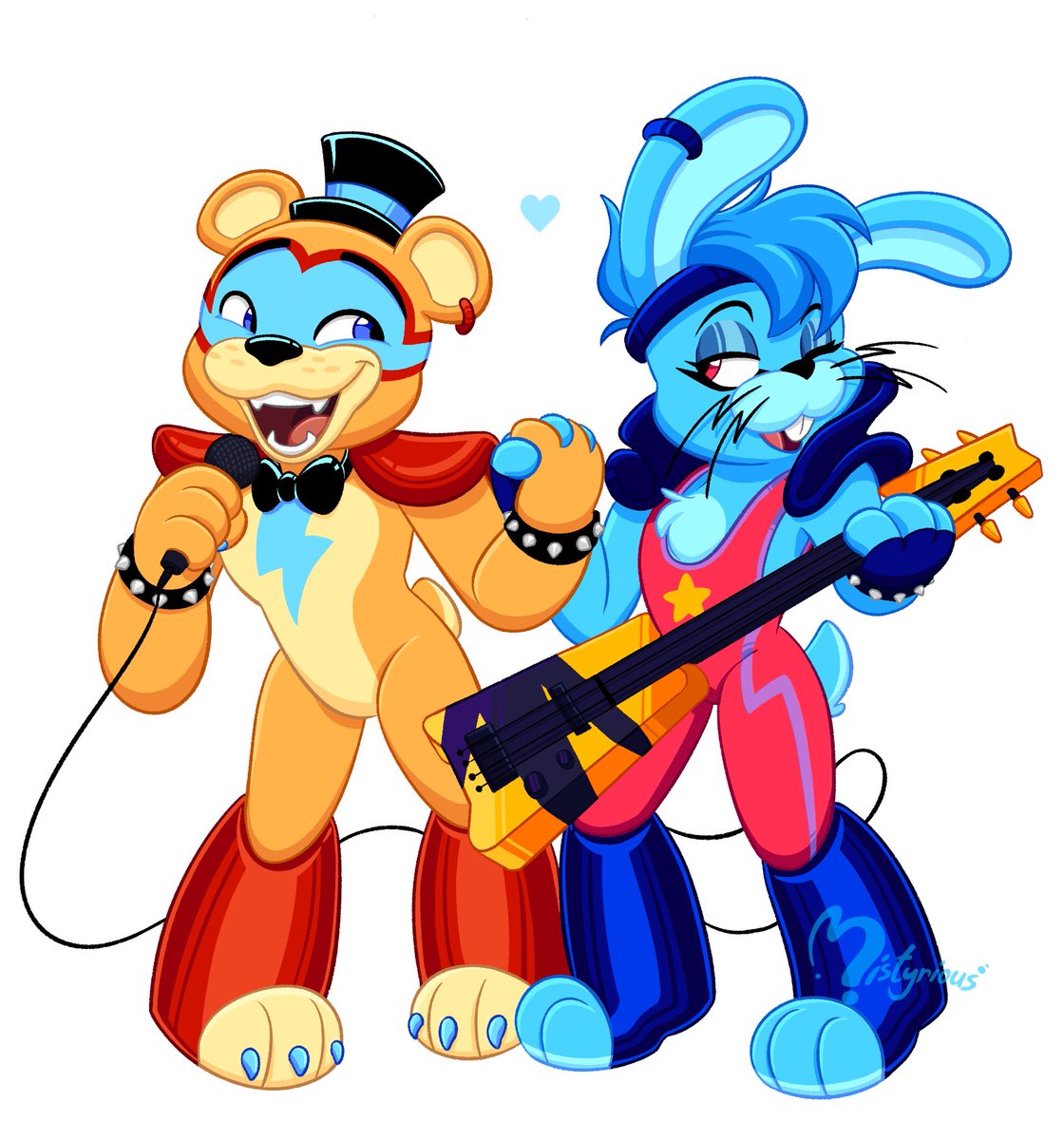 SoMistyrious's tweet photo. “Let’s Groove”

(They’re in love, your honor.)
#fnaf #securitybreach #glamrockfreddy #glamrockbonnie #fronnie https://t.co/ZKcwrWZybA