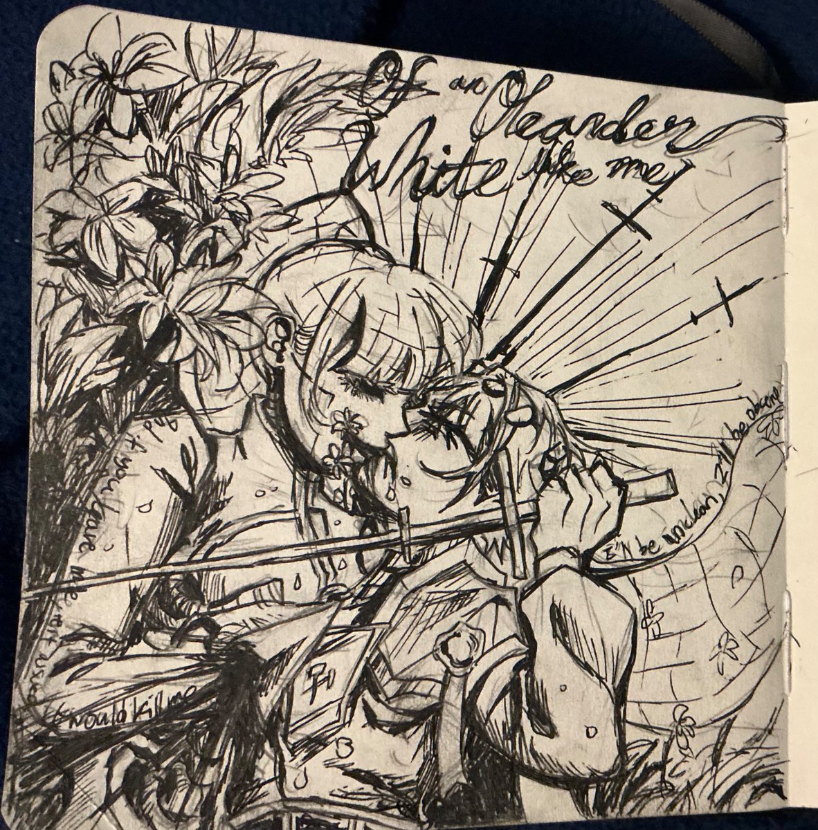 Wisterious_Snow's tweet photo. Krobina food for ink/goretober hehehehe 😋 
I’M STILL NOT OUT OF THE FUCKING BUILDING 
#limbus company #inktober https://t.co/zGYHcR4pW7