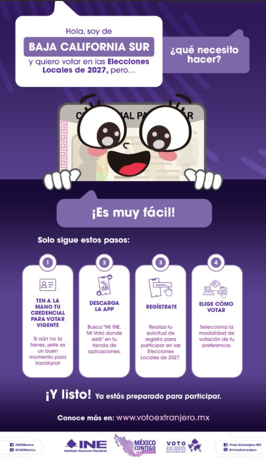 EmbaMexMls's tweet photo. Requisitos para Votar desde el Extranjero

 Perteneces a la entidad de (ENTIDAD) ¡Conoce los pasos que debes realizar si quieres votar desde el extranjero!🗳

#VotoExtranjero #INEMéxico https://t.co/GY7D8kL5JC