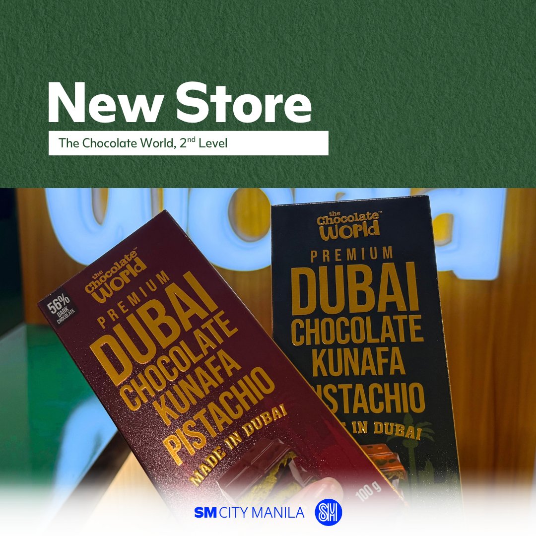 smcity_manila's tweet photo. #NewStoreAlert ‼️🤎

Dubai chocolate cravings? Consider them handled. 🍫🇦🇪

Meet The Chocolate World now open on the 2nd Level! ✨ Authentic Dubai Kunafa made with REAL kunafa + REAL chocolate. 🤤

🔥 BUY 1, TAKE 1 Kunafa Vanilla while supplies last!

#GalaToTheMax https://t.co/1hNYvA4wY8