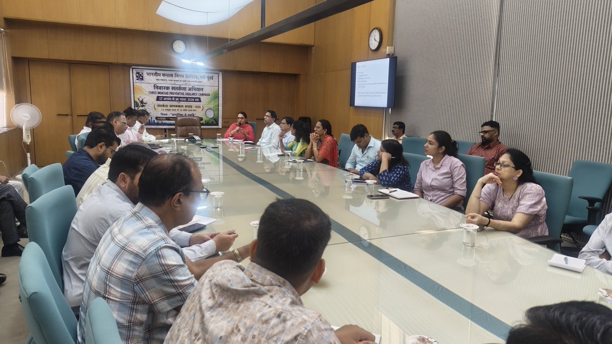 cotcorp_ho's tweet photo. Smt. Nidhi S Jain, IA&AS, Chief Vigilance Officer, Cotton Corporation of India (CCI), conducted a training session on “CAG Audit – Financial, Performance & Compliance Audit” at CCI Head Office on 01.10.2026, as part of the Capacity Building Programme under the Preventive Vigilance Campaign 2026.

During the session, she elaborated on key aspects of CAG Audit and shared insightful case studies on Performance Audit and Compliance Audit, providing participants with practical perspectives on the audit process, compliance requirements and areas requiring greater attention.

The session was attended by officials from CCI Head Office and Branch Offices. The interactive discussions and practical examples provided valuable insights into various facets of CAG Audit and strengthened awareness of audit preparedness and compliance among the participants.