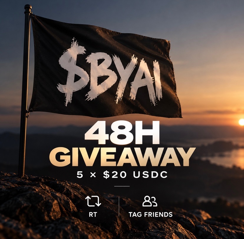 adriancrxss's tweet photo. 🚨 $BYAI GIVEAWAY

$100 USDC. 5 winners.

To enter:

🔁 Repost
👥 Tag 2 friends

That’s it.

$20 USDC each.
⏳ 48 hours.

Let’s see how far $BYAI can travel in 48 hours.

#BYAI #Solana #MemeCoin https://t.co/CZQWefW1J8