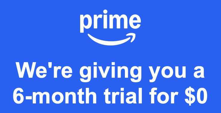 j8_fl's tweet photo. 6-MONTH AMAZON PRIME FREE TRIAL

Available for young adults → https://t.co/HkET2Ga1AX https://t.co/HL3ru4bmwe