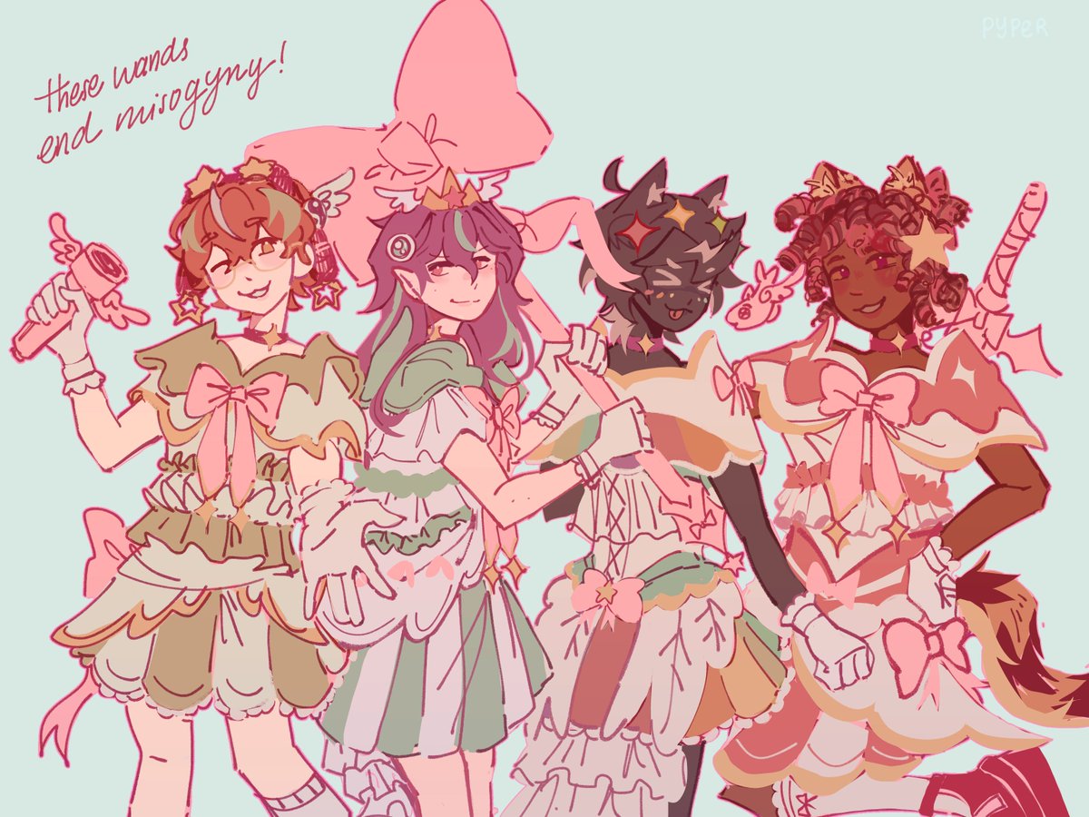 pyperplane's tweet photo. qUUartet as magical girls #unstableuniverse https://t.co/KjLBNpBr00