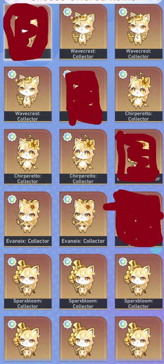 Critfordays1's tweet photo. Anything in red means I want to at least keep one copy of these chimeras or not up for trade.
Anyways, when sending me a friend request, please also shoot me up a message in game letting me know which one it is you want, and I'll get to you as soon as I can. I might be asleep. https://t.co/Uujcwu7Ksn