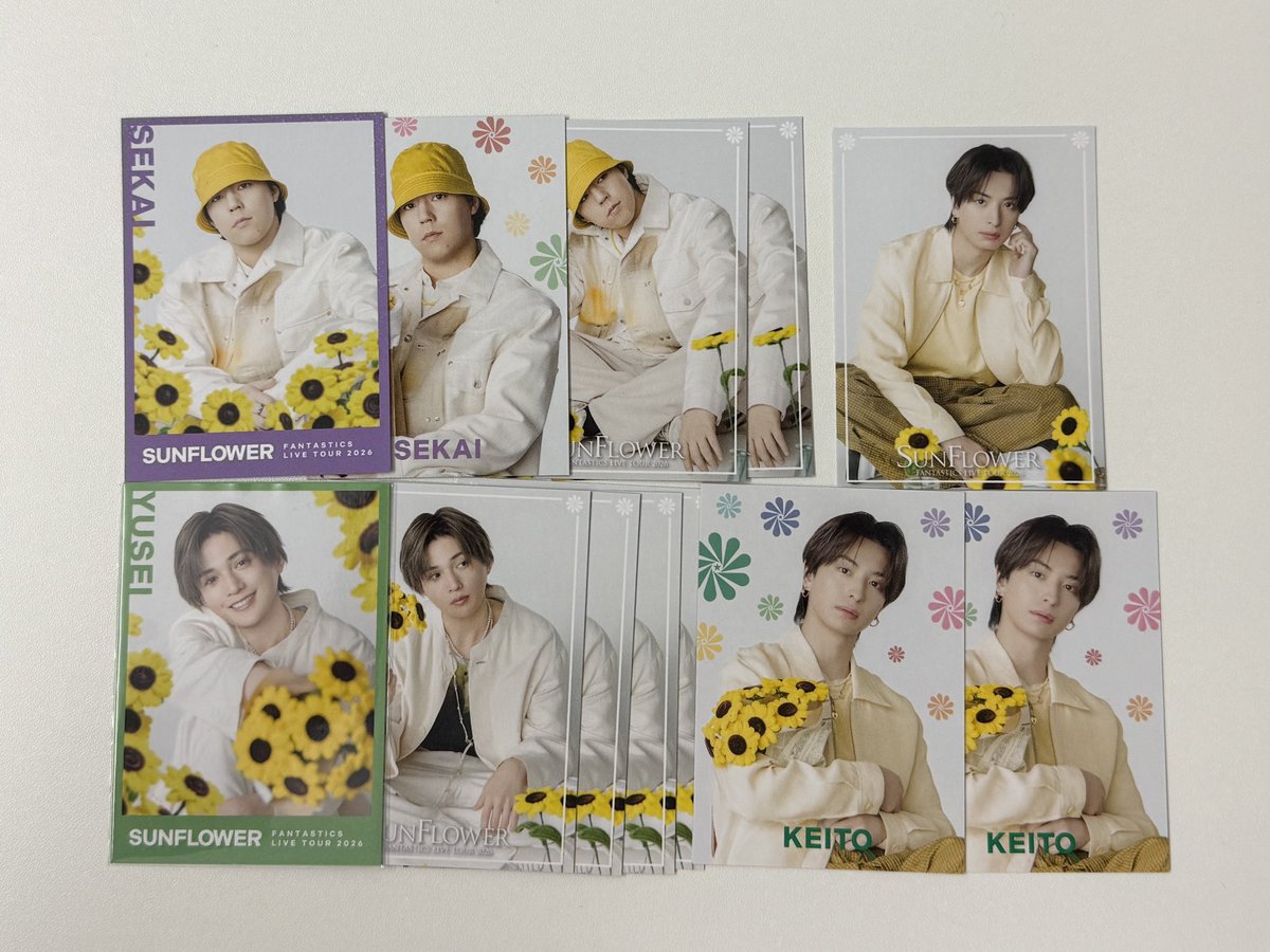 2k__hr's tweet photo. FANTASTICS LIVE TOUR 2026 SUNFLOWERファンタ ガチャ カプセル フォトカ 交換 買取

【譲】世界 佐藤大樹 澤本夏輝 木村慧人 八木勇征 中島颯太 過去物

【求】堀夏喜 サン祭トレカ、シクレ（第2弾）、ノーマル等
その他 未所持

異種、比率違い可能
SF福井手渡し　alt

お気軽にお声がけください。 https://t.co/h2lbTzWgwp