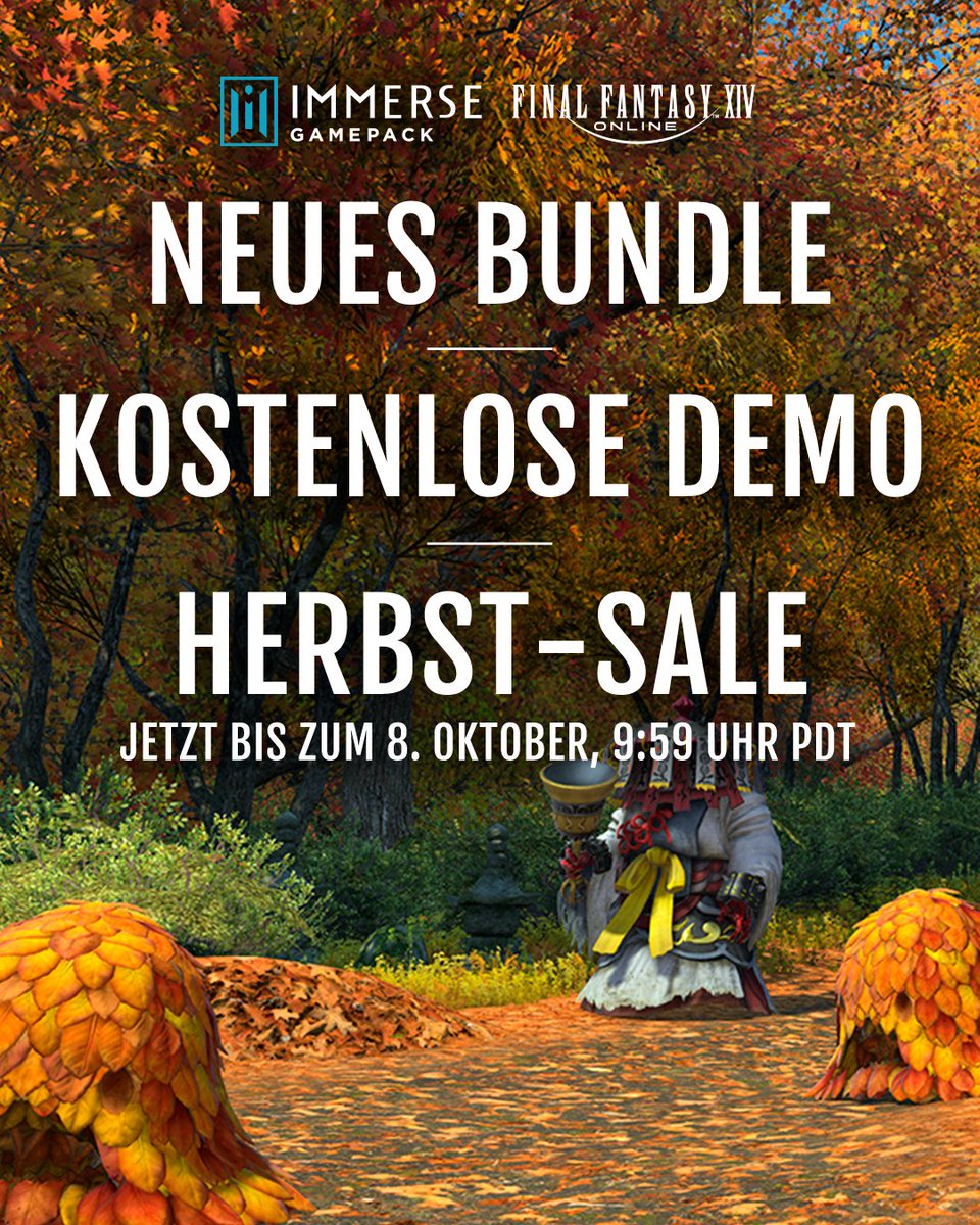 EmbodyAudio's tweet photo. Jede Richtung, jedes Detail. Erlebe FFXIV mit Immerse Spatial Audio – neues Bundle, neue kostenlose Testversion, 30 % Rabatt auf Steam. Der Herbst-Sale läuft jetzt! Hol dir FINAL FANTASY XIV + Immerse Gamepack zusammen auf Steam! https://t.co/2pqK97XzY8 #FFXIV https://t.co/zNn2TKzQQ4