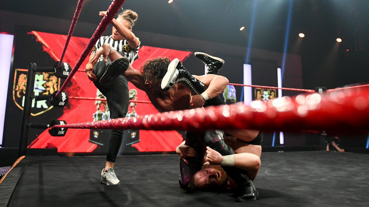 NXTUK_Legacy's tweet photo. Oct. 1, 2020:
At BT Sport Studios, Noam Dar defeated Alexander Wolfe, 2-1, in Round 5 of their #NXTUK #HeritageCup Tournament First-Round Match, connecting with a Nova Roller that was intended for special guest referee Pete Dunne.
πΈ WWE https://t.co/kA05tPwJlq